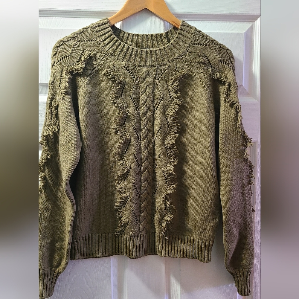 Rails Francis Cable- Fringe Sweater Small